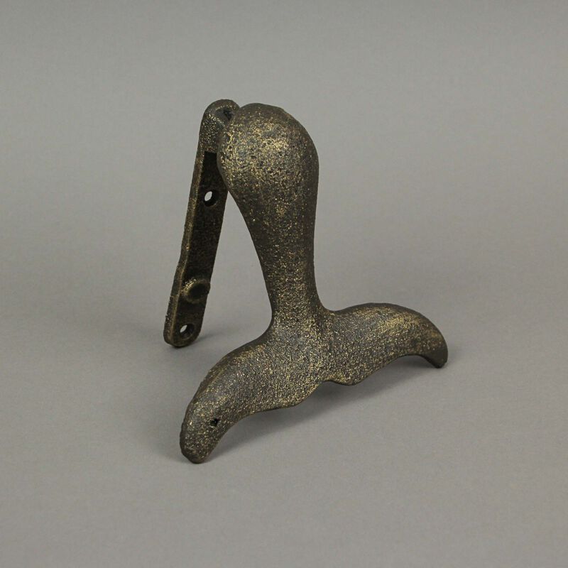 Cast Iron Whale Tail Door Knocker Bronze Decorative Coastal Accent Nautical image number 4