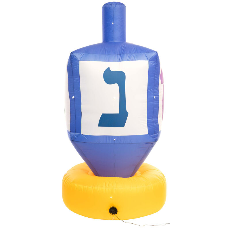 Giant Hanukkah Inflatable Dreidel - Yard Decor with Built-in Bulbs, Tie-Down Points, and Powerful Built in Fan
