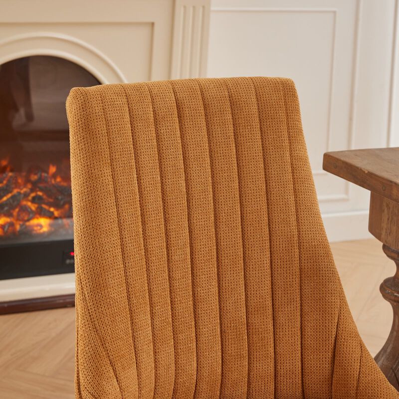 Clihome Rayon Cloth Flocking Linen Dining Chairs Set of 2,Channel Kitchen Dinner Chair Comfy Fabric Upholstered Accent Chair for Dining Room image number 3