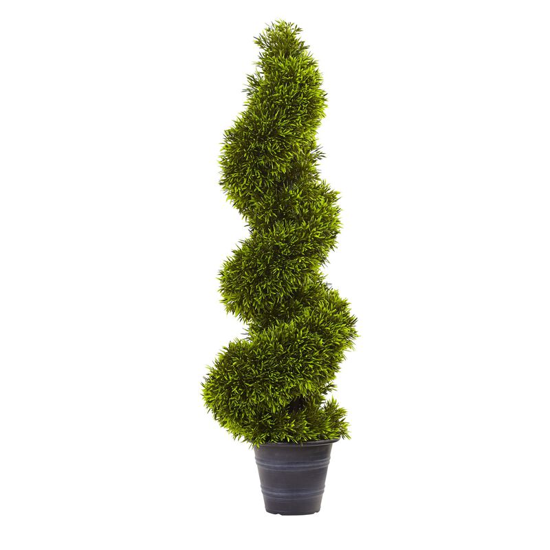 HomPlanti 3' Grass Spiral Topiary w/Deco Planter image number 1