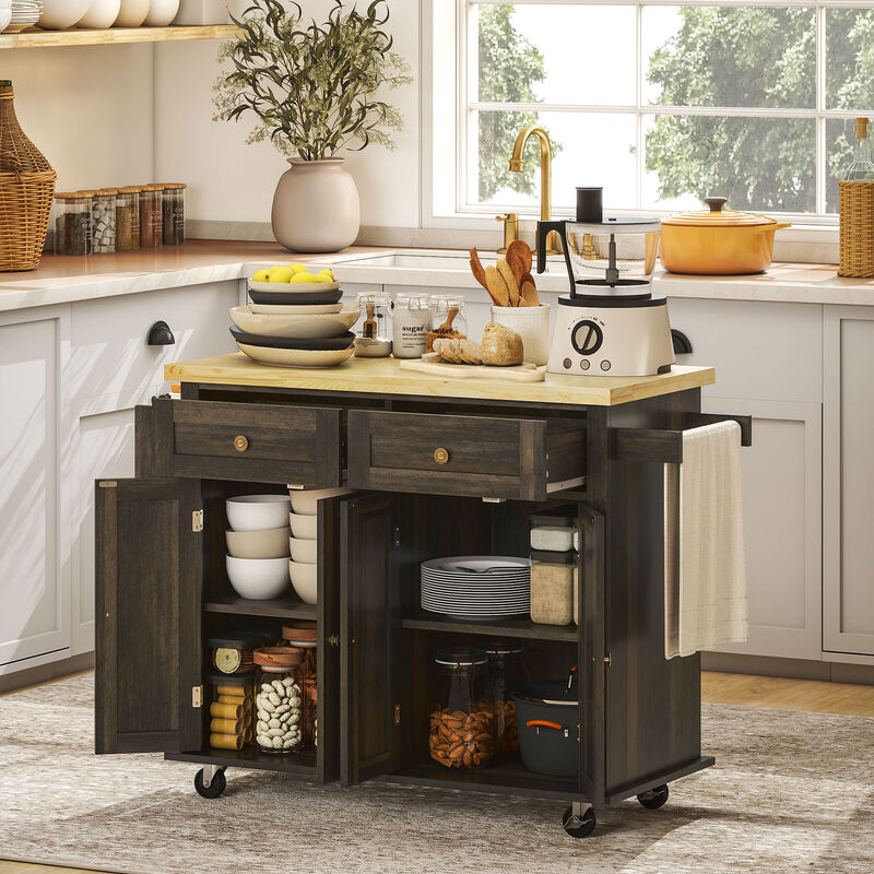 Wooden Kitchen Island &ndash; Freestanding Organizer for Pantry & Kitchen image number 7