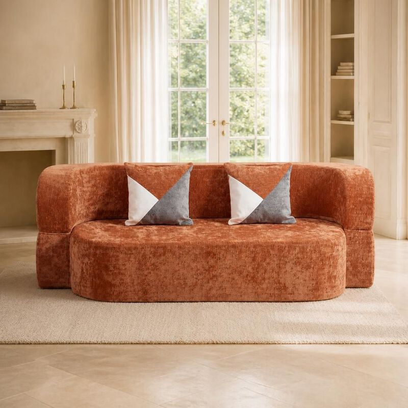 GOODSILO Convertible Eggshell Sleeper Sofa Bed with Plush Upholstery and 33D High Density Foam for Small Space Living Rooms Bedrooms Apartments image number 3