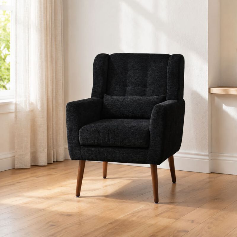 GOODSILO Upholstered Chenille Accent Armchair with Pillow, Comfy Padded Lounge Chair for Small Spaces, Living Room, Bedroom image number 2