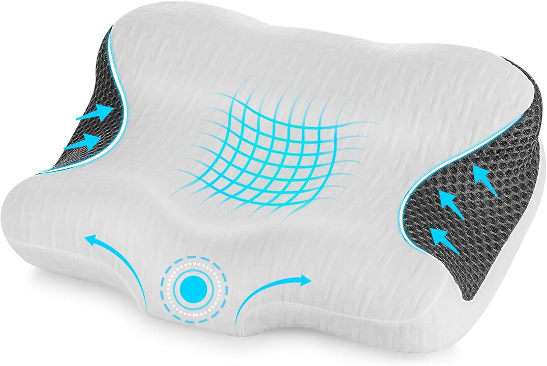 Elviros Cervical Neck CPAP Pillow for Sleeping, Ergonomic Adjustable Height Neck Support Memory Foam Bed Pillow for CPAP Users with Sleep Apnea, Suitable for Side and Back Sleepers