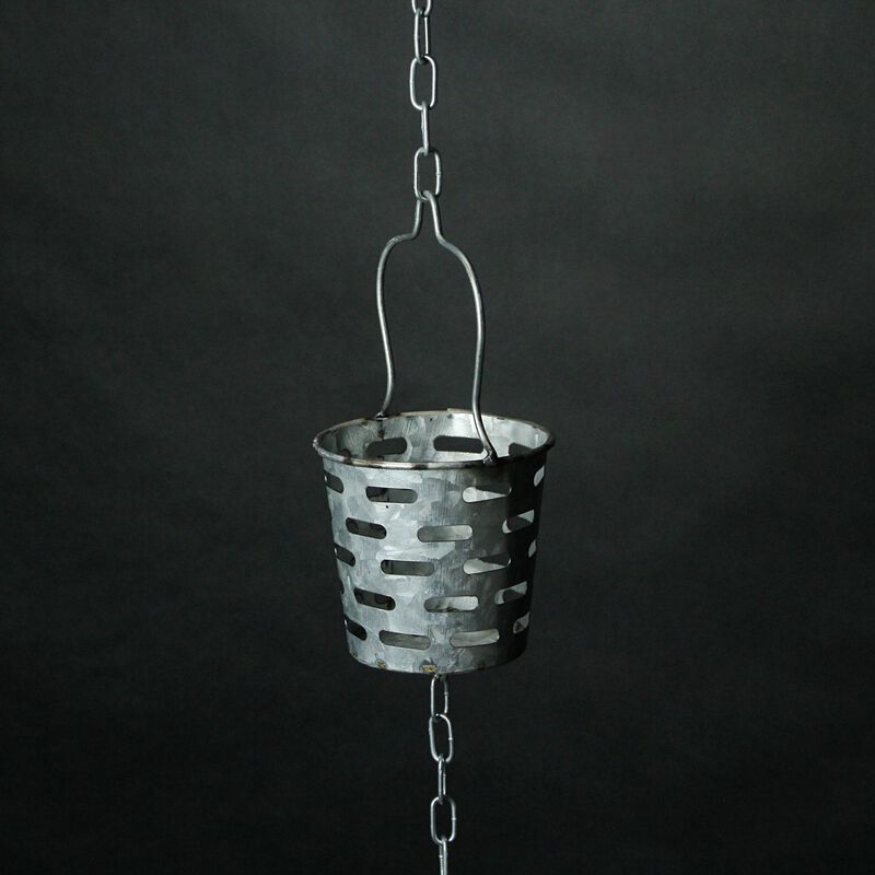 74 Inch Galvanized Metal Olive Bucket Rain Chain Gutter Home Downspout Accent image number 4