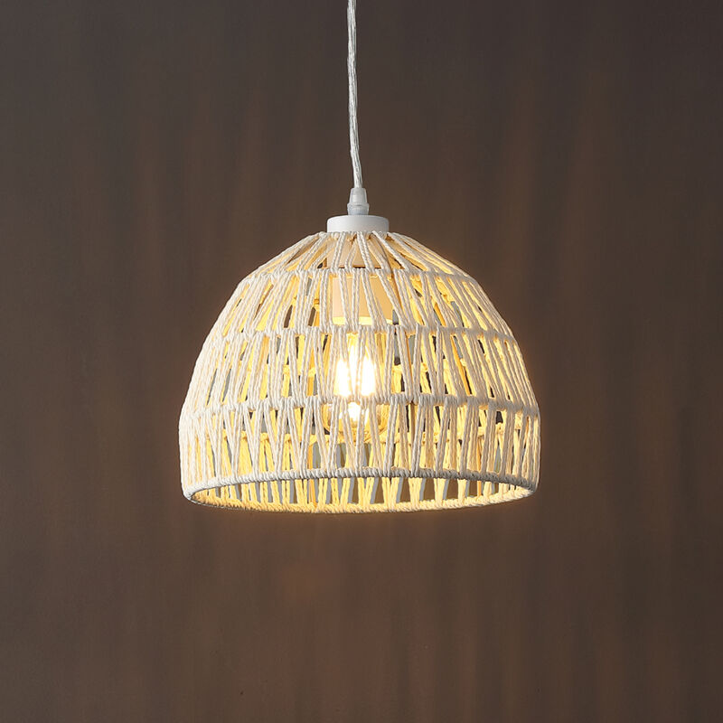 Campana Bohemian Modern Woven Rattaniron LED Pendant