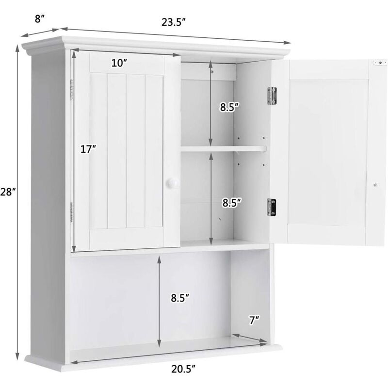 Hivvago Bathroom Wall Mount Medicine Cabinet with Open Storage Shelf in White