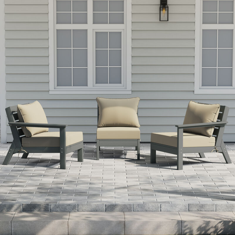 WestinTrends Outdoor Patio HDPE Sectional Sofa with Patio Cushions