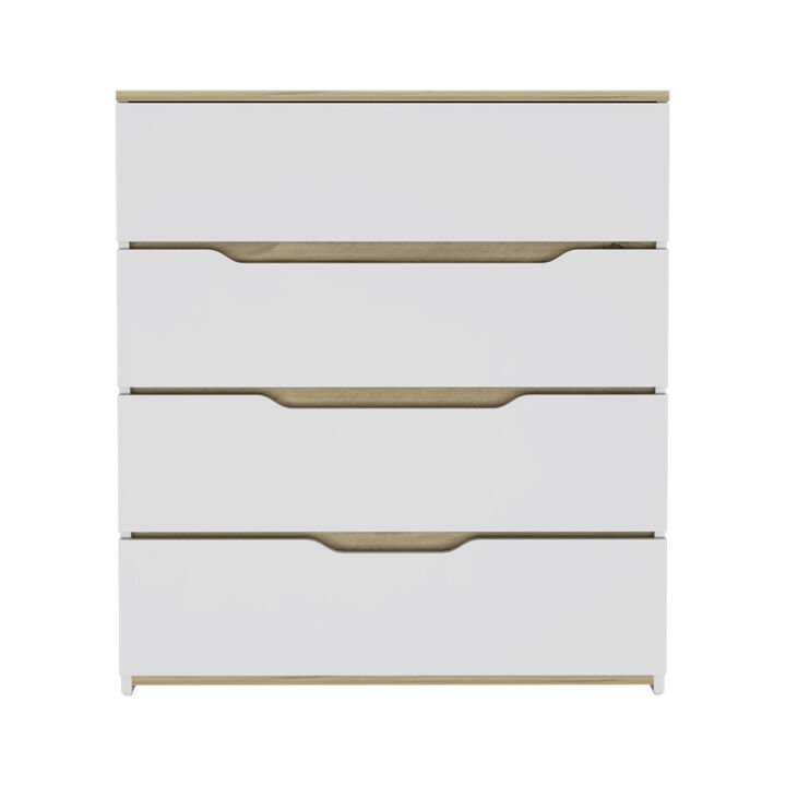 Streamdale Lynbrook 4-Drawer Dresser White And Light Oak