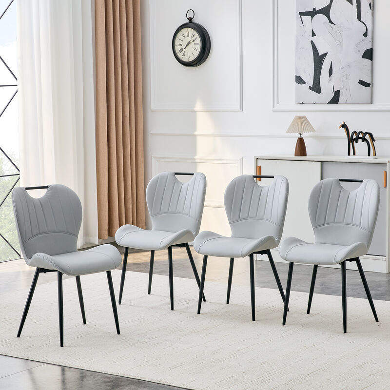 Whisen Set of 4 Upholstered Dining Chairs with Metal Handle, Fabric & Metal Frame, Ergonomic Accent Chairs for Dining Room, Living Room, Office image number 3