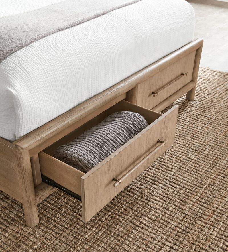Dorsey Queen-size Two Drawer Storage Bed in Granola