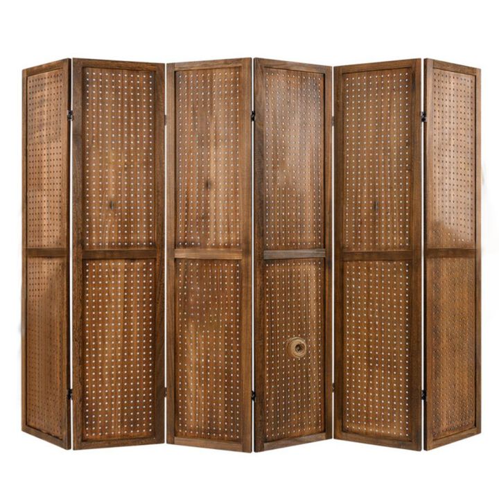 Pegboard Display with 360° Metal Hinges and Solid Wood Frame-6 Panel