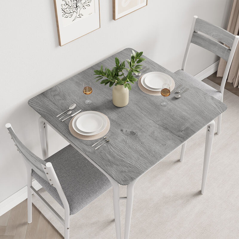 Modern 3-Piece Dining Set for 2 &ndash; Square Table & 2 Chairs &ndash; Space-Saving Compact for Apartment & Kitchen image number 1