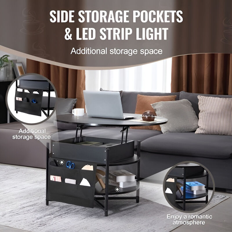 Coffee Table with Lift-Top, Storage Drawers and Open Shelf for Living Room