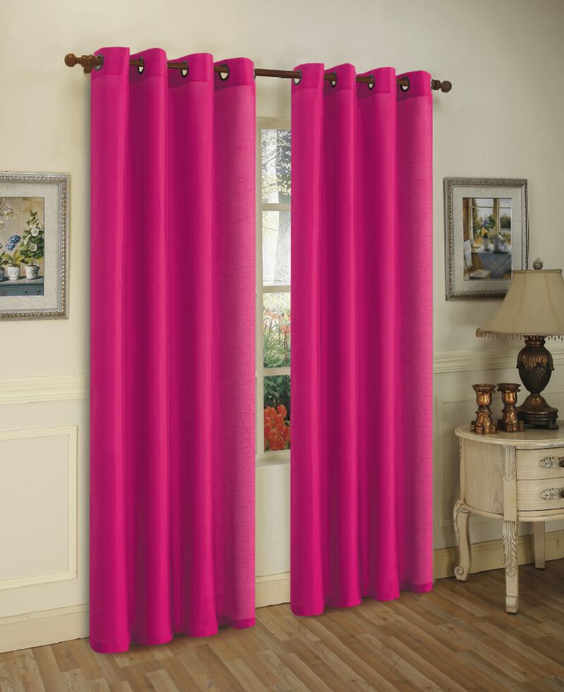 J&V TEXTILES Solid Grommet Faux Silk Window Curtain Drapes Treatment in 84" Length- Set of 2 image number 0