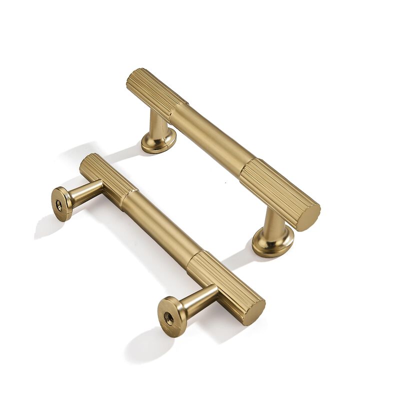 khtumeware 3-1/2 Inch(89mm) Hole Center 10 Pack,Brushed Brass Cabinet Pulls Heavy Duty Soild Warm Brass Kitchen Drawer Handles C
