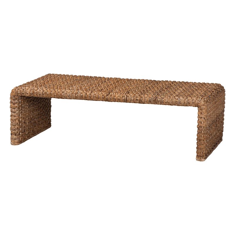 bali & pari Alda Handwoven Seagrass Coffee Table - Rustic Wicker Waterfall Accent Table for Living Room or Sunroom image number 0