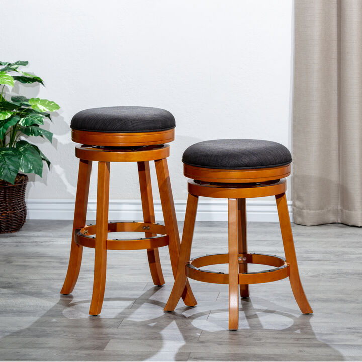 30" Barstool, Natural Finish, Charcoal Fabric Seat