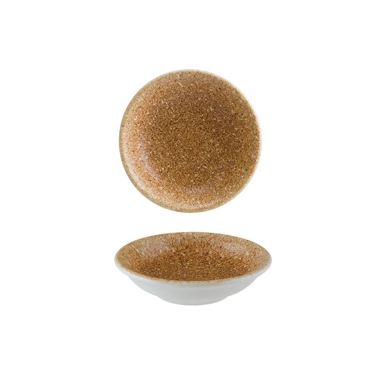 Luca Salmon Matte dia.3.5" h:1" 2 oz. Round Brown Vitrified Bowl (Set of 4)