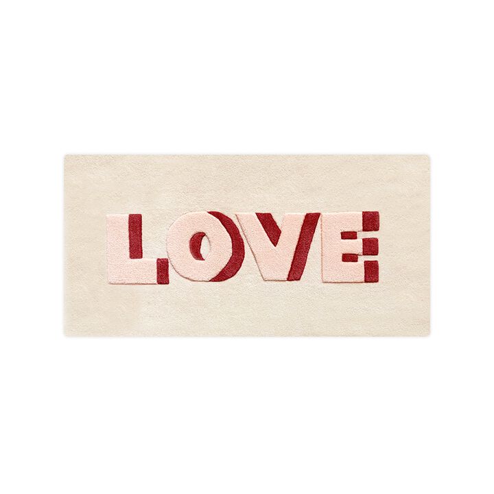 Rug LOVE Cream / Red Print 3.3 x 1.6ft
