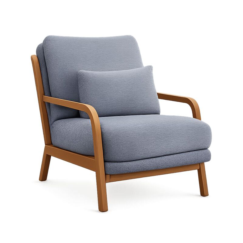 GOODSILO Mid-Century Modern Wooden Lounge Chair with Nubby Upholstery, High-Density Foam Cushion for Home and Office Use image number 0