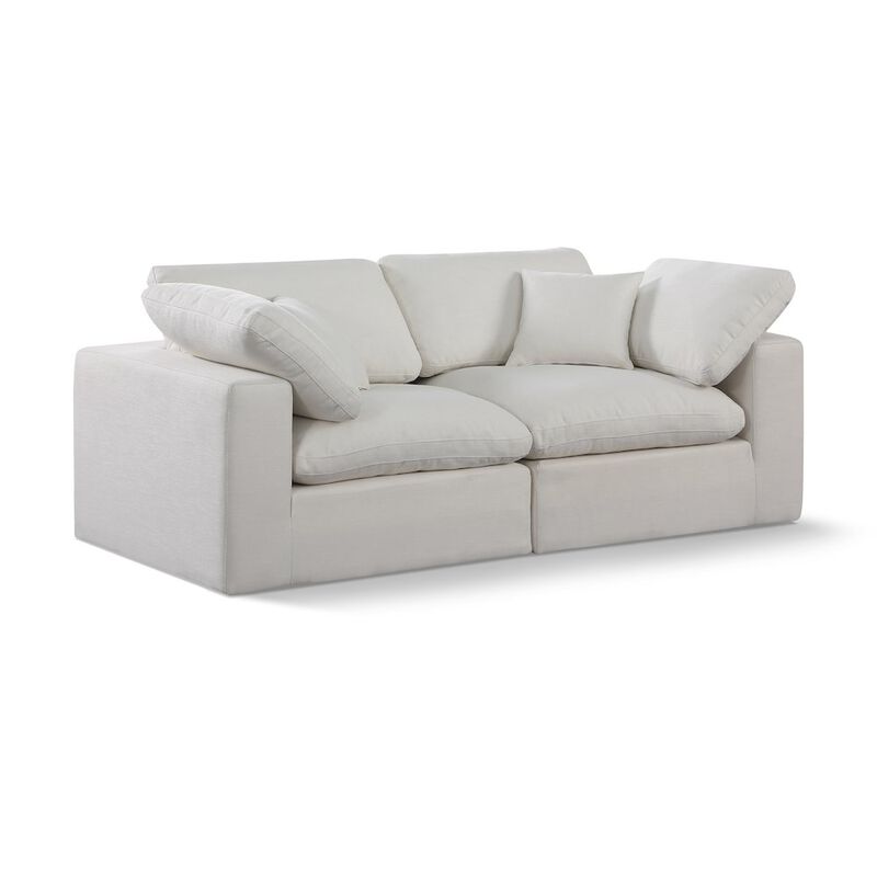 Meridian Furniture Comfy Cream Linen Textured Fabric Modular Sofa