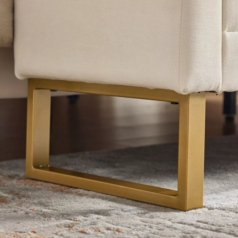 Envelor 65 in. Chenille Upholstered Ottoman Bench with Arms and Gold Legs image number 6