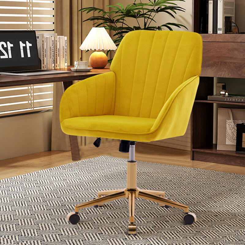 GOODSILO Adjustable Ergonomic Swivel Chair with Memory Foam Cushion and Golden Base image number 5