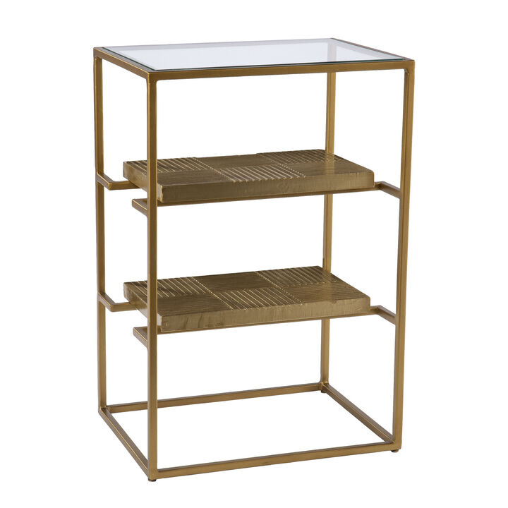 Wood Rectangular Side Table with Double Shelves for Sofa, Bedside, or Entryway
