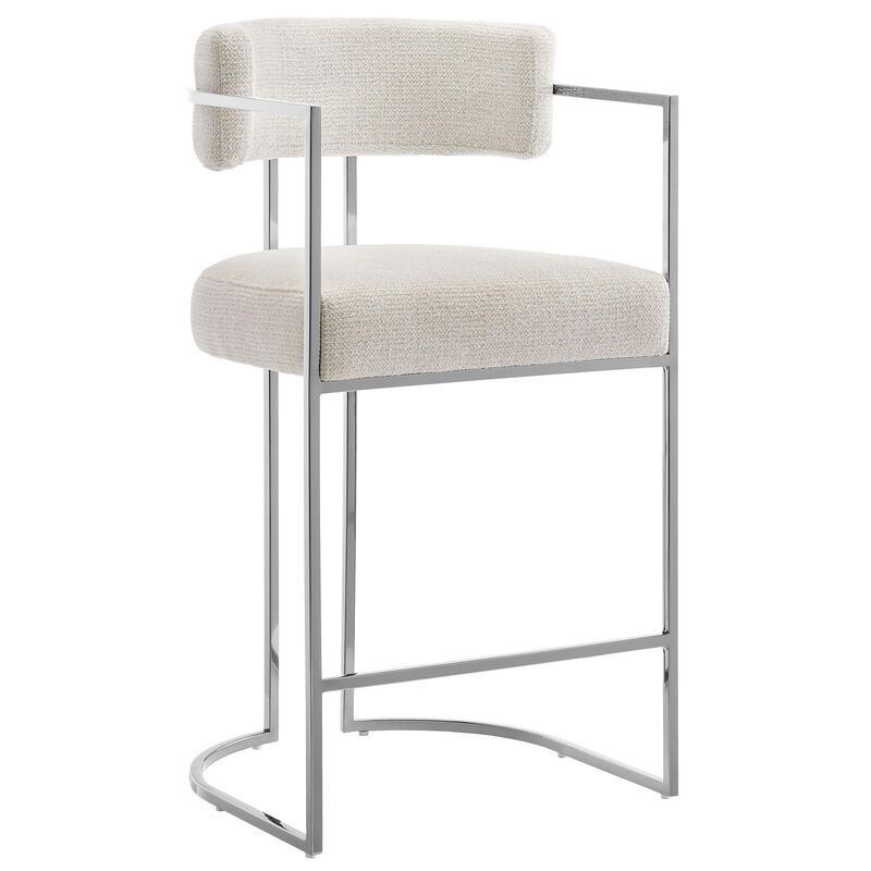 Modway Huron Modern Barrel Counter Stool with Sled Base in Silver Cream image number 0