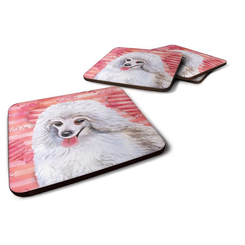 Caroline's Treasures Medium White Poodle Love Decorative coasters, Multicolor