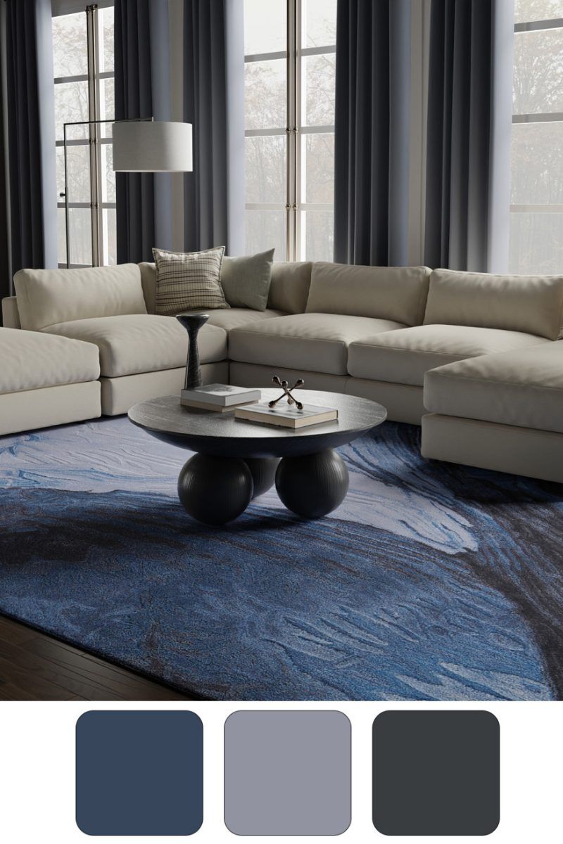 Kawai 8983F Blue/Gray 9' x 12' Rug image number 2