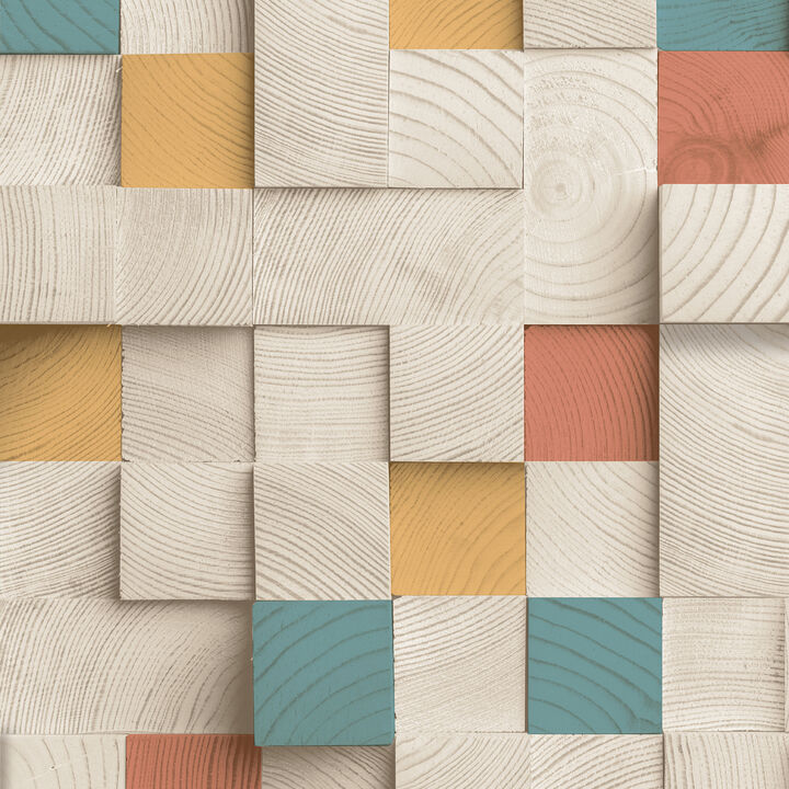 Wood Blocks Wallpaper