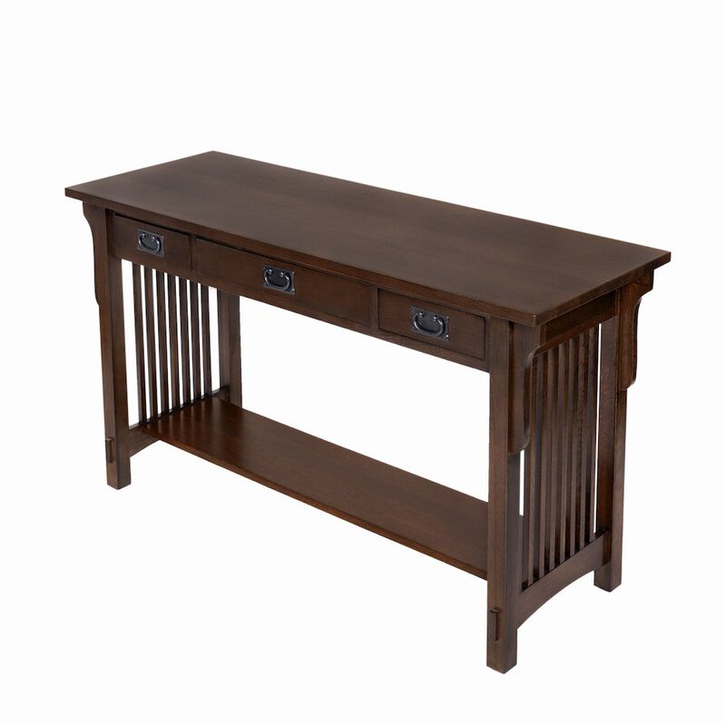 Crafters and Weavers Mission 3 Drawer Crofter Style Console Table - Walnut