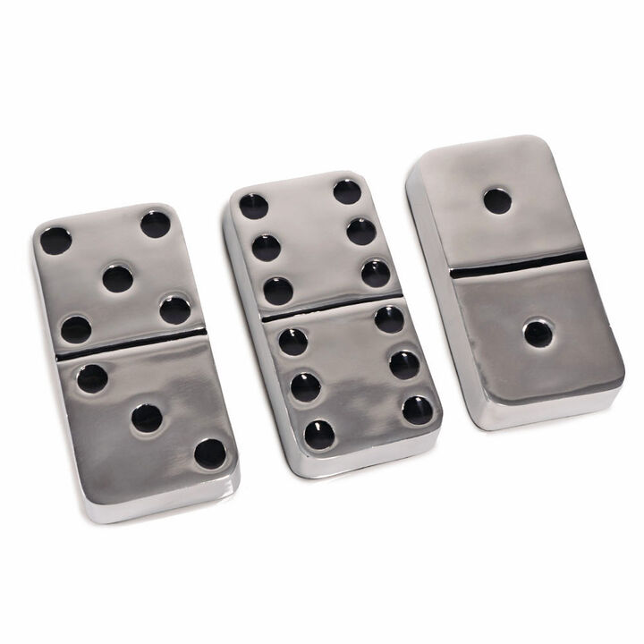 HomeRoots Set of Three Silver And Black Decorative Dominoes