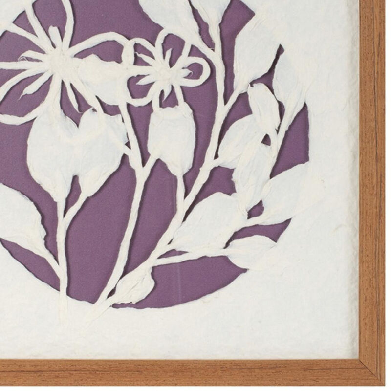 HomeRoots Set Of Two Purple And White Floral Brown Framed Wall Art image number 3