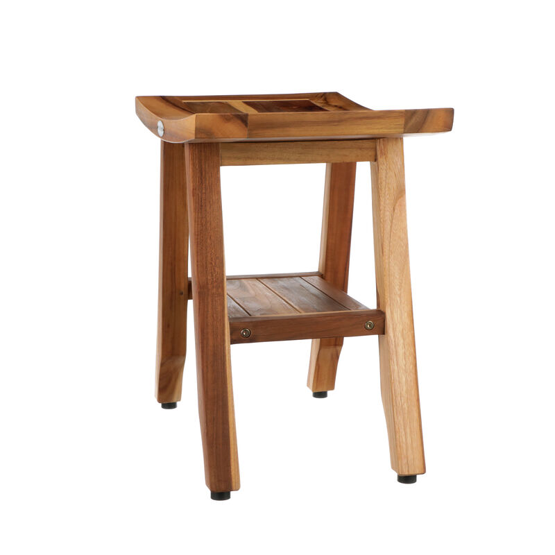 EcoDecors 18 Inch Satori Natural Teak Waterproof Teak Wood Shower Bench
