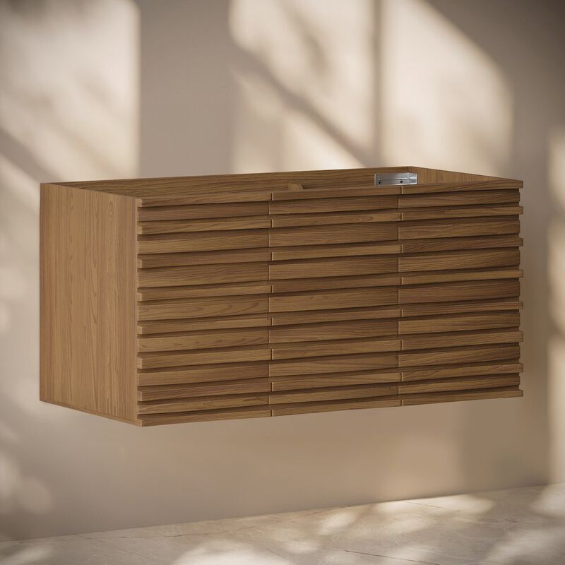 Cascade 48" Wall-Mounted Bathroom Vanity Cabinet without Top in Brown Oak image number 2