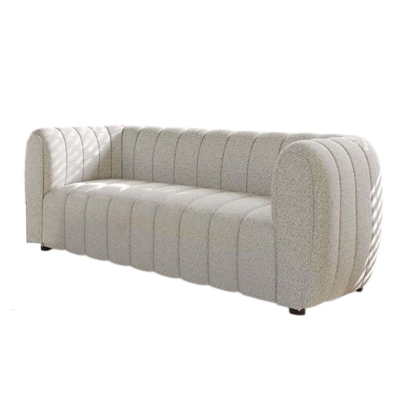 Hery Loveseat, 65 Inch, White Boucle, Vertical Channel Tufted Details - Benzara - Benzara