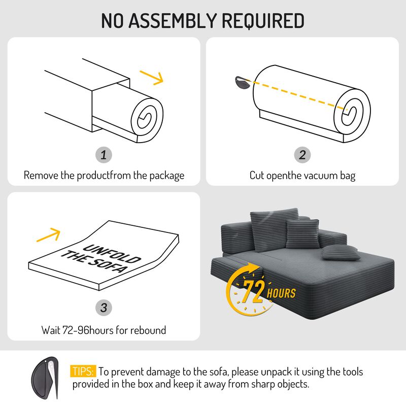 Pliho Luxury Corduroy Convertible Sofa Bed image number 8