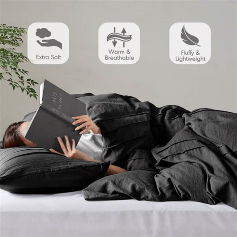 Soft Washed Pleated Comforter &ndash; Modern Lightweight Microfiber Bedding