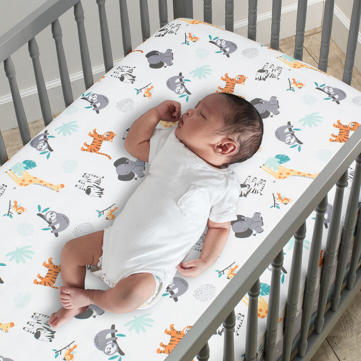 Bedtime Originals Mighty Jungle Animals Baby/Infant/Toddler Fitted Crib Sheet