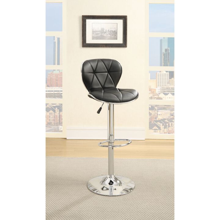 Streamdale Set Of 2 Adjustable Black PU Bar Stools, Chrome