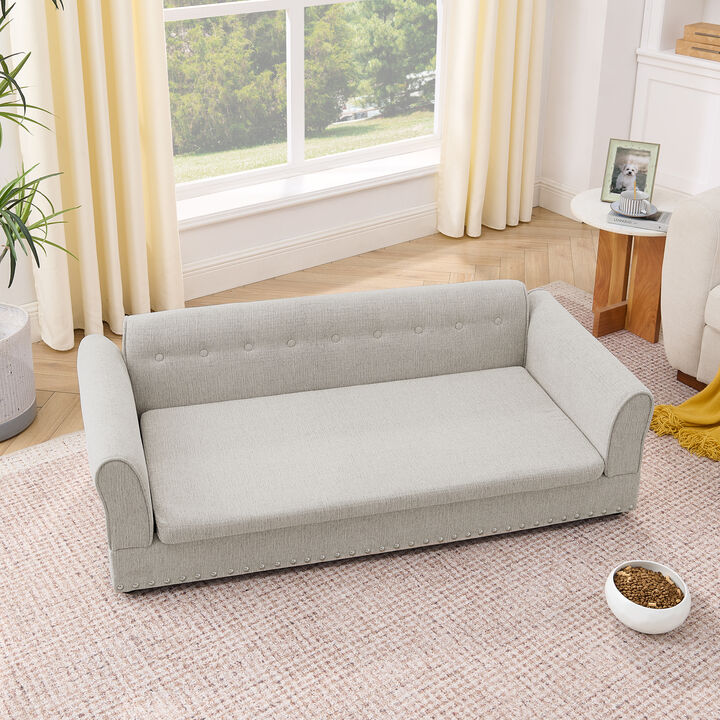 55 Inch Dog Sofa for Medium&Large Dogs, Modern Elevated Dog Sofa Bed with Armrests, Backrest