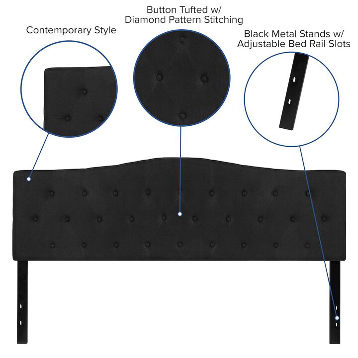 Flash Furniture Tufted Upholstered King Size Headboard in Black Fabric