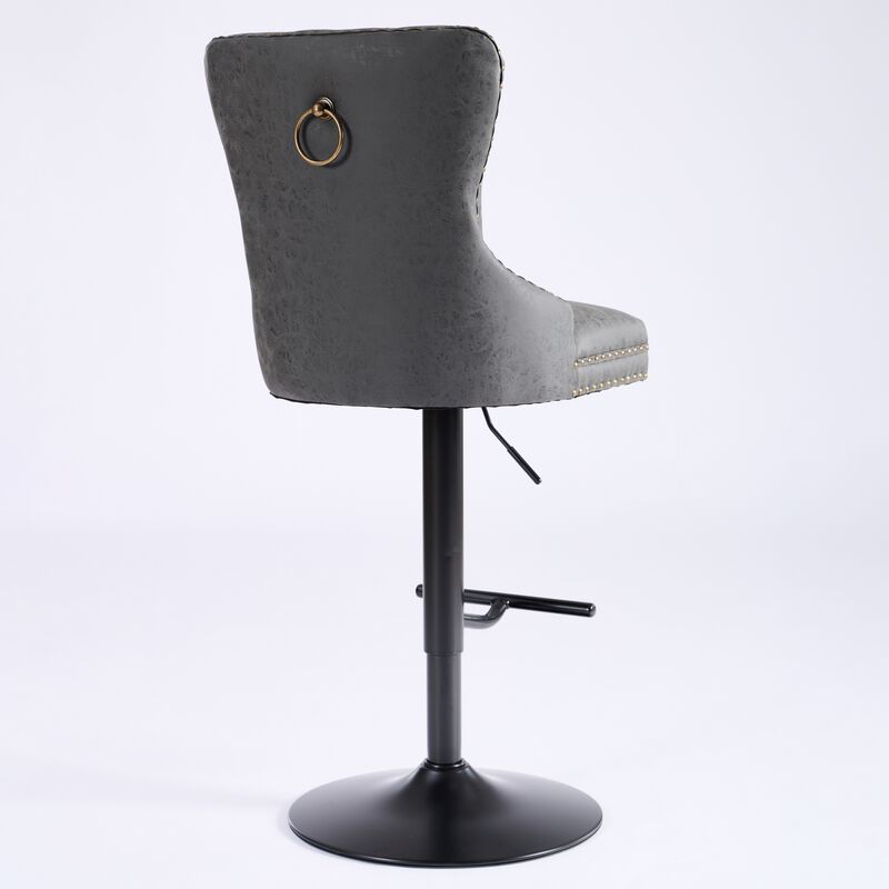 Streamdale Retro-Style Adjustable Barstools with Tufted Backs