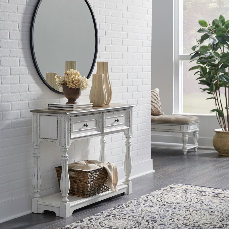 Liberty Furniture Manor 42 Inch Hall Console Table  Storage - Antique White & Weathered Bark image number 1