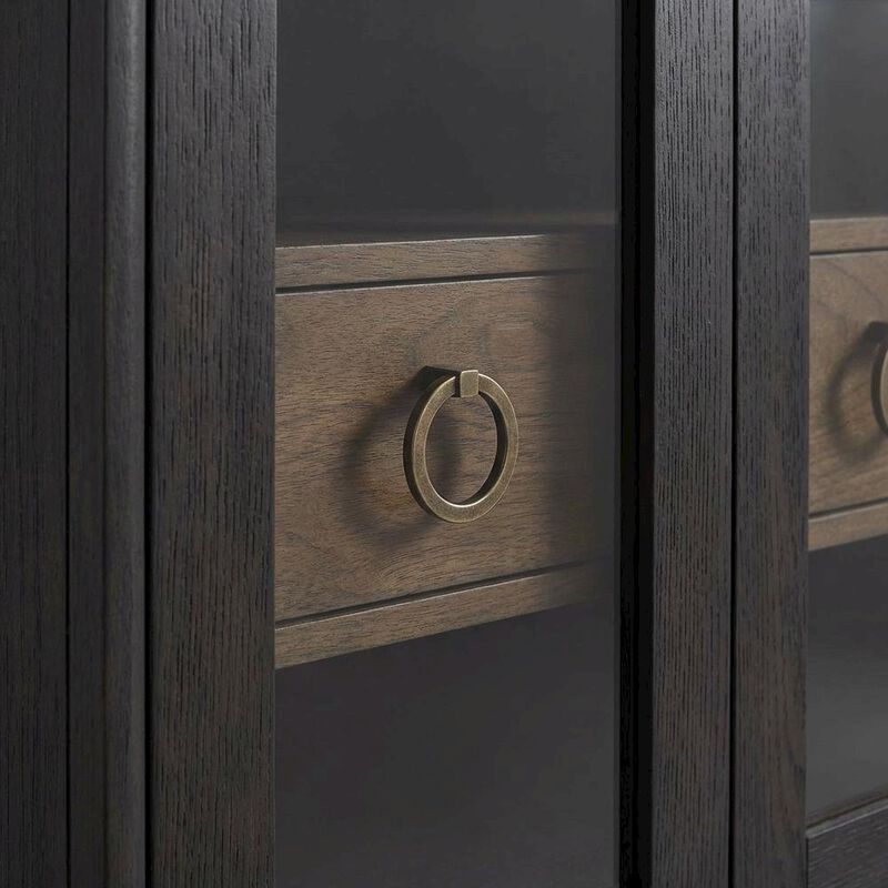 Peppercorn Glass Door Nightstand with Transitional Casual Style image number 3