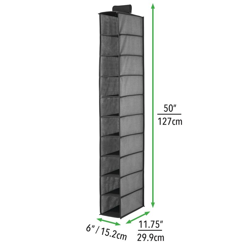 mDesign Fabric Over Rod Hanging Closet Storage Organizers, Set of 2 - Gray/Black image number 8