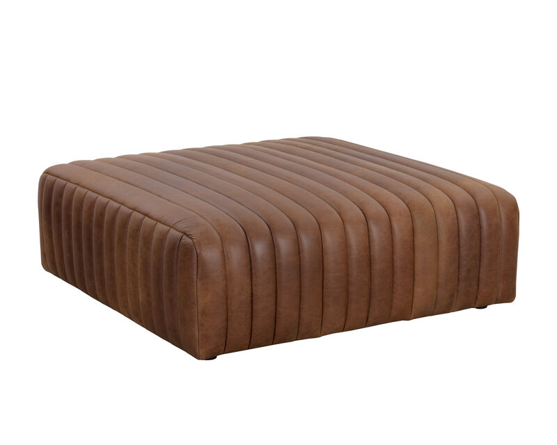Sparta Square Lucia Tobacco Leather Ottoman image number 0